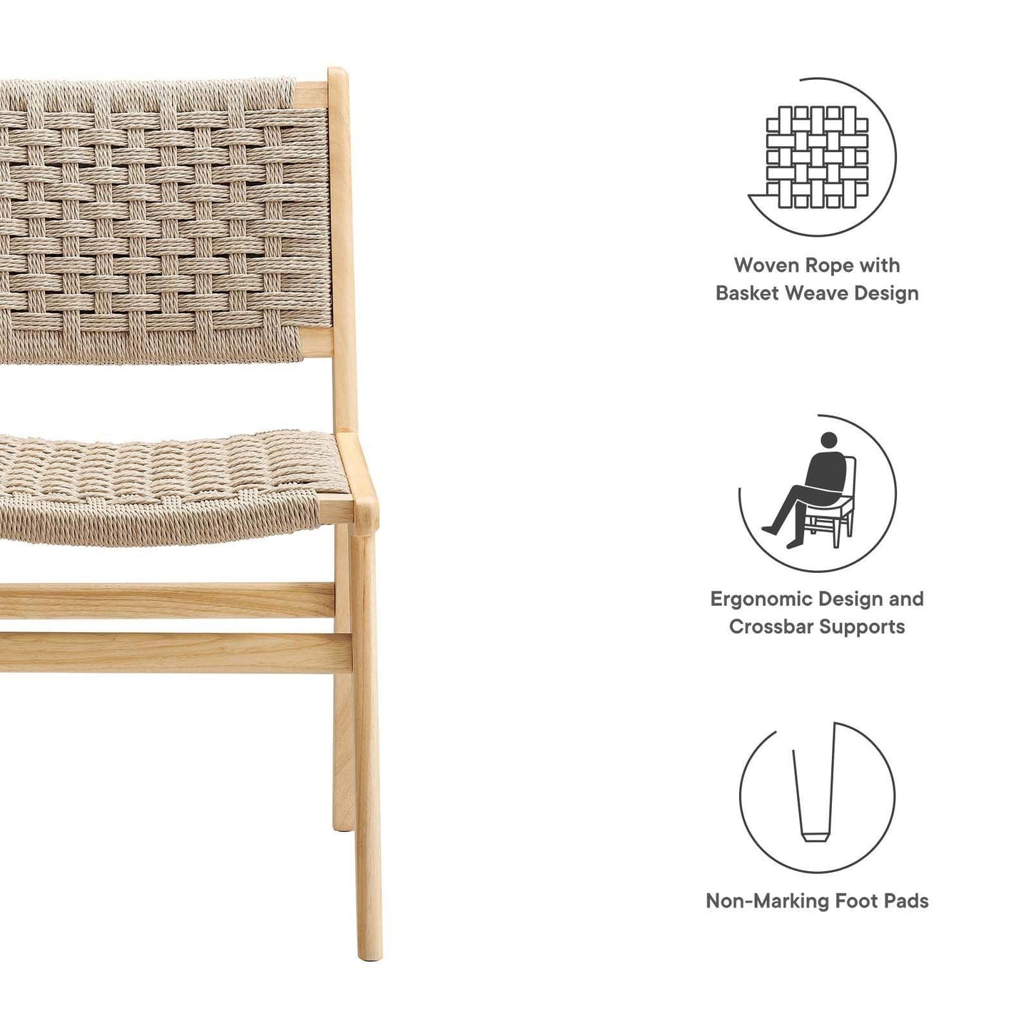 Modway Saoirse Woven Rope Wood Dining Side Chair, EEI-6545 FredCo