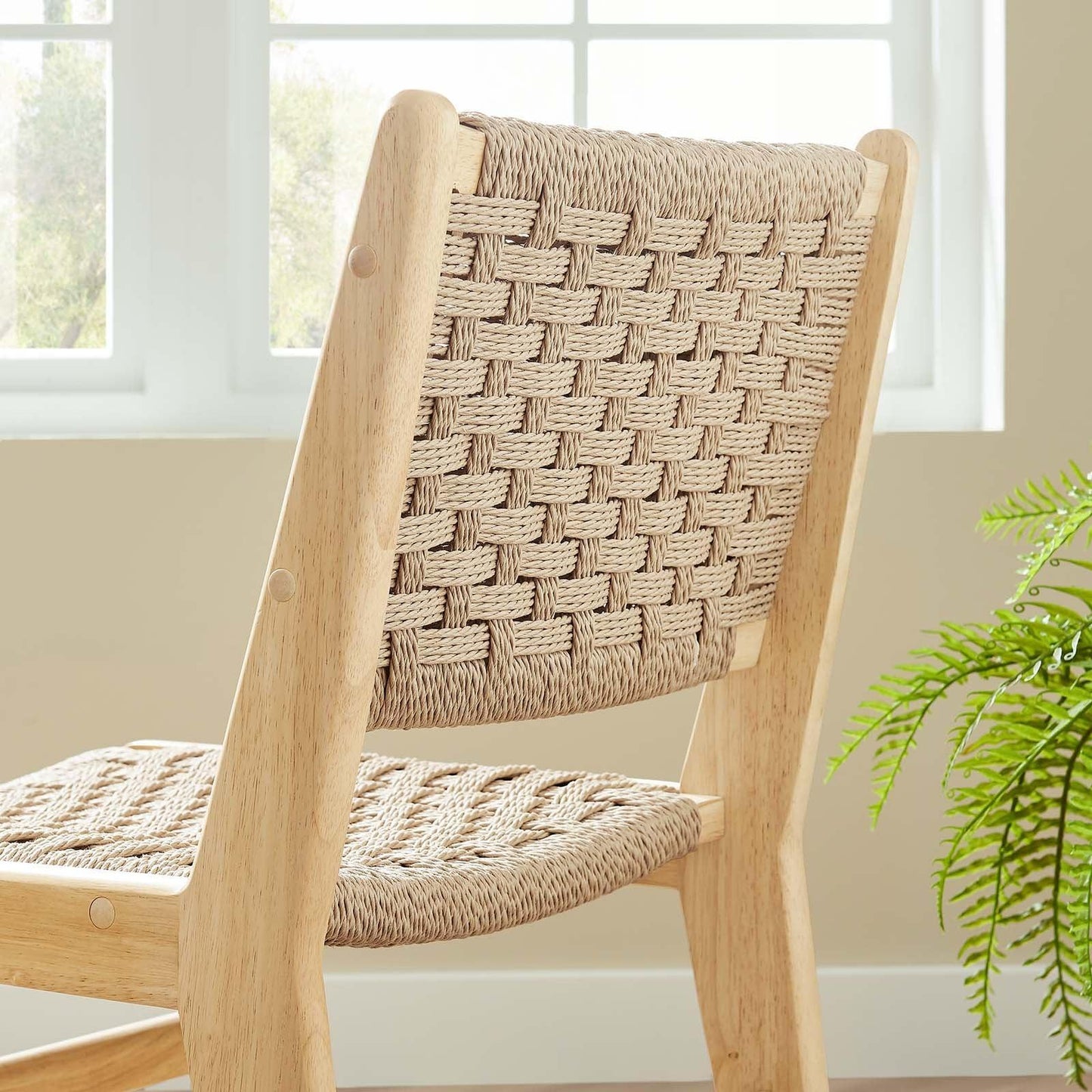 Modway Saoirse Woven Rope Wood Dining Side Chair, EEI-6545 FredCo