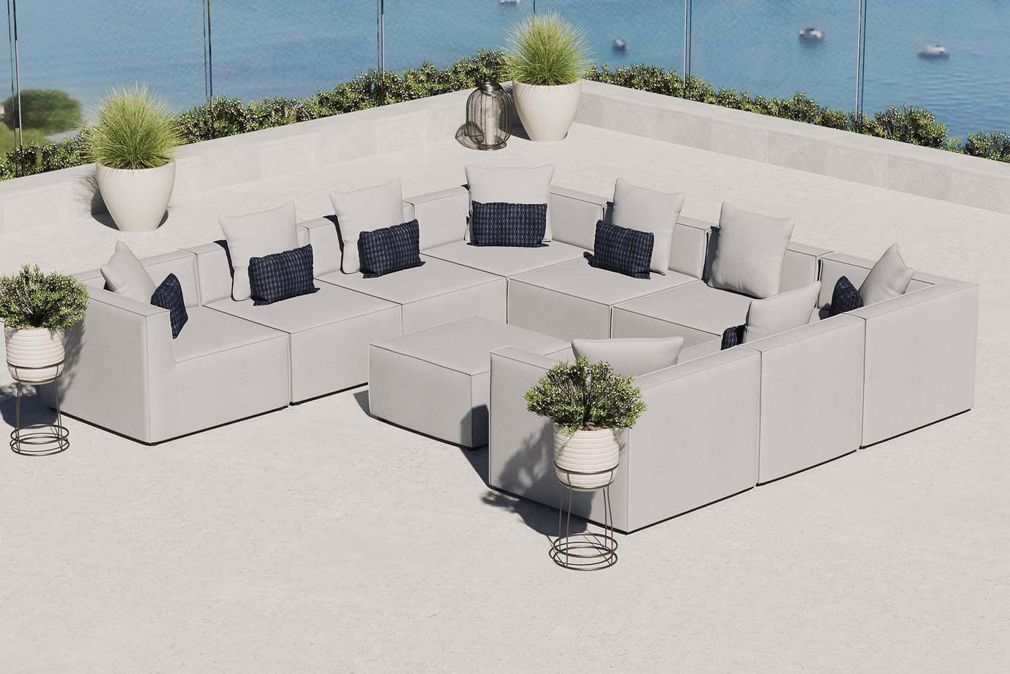 Modway Saybrook Outdoor Patio Upholstered 10-Piece Sectional Sofa FredCo
