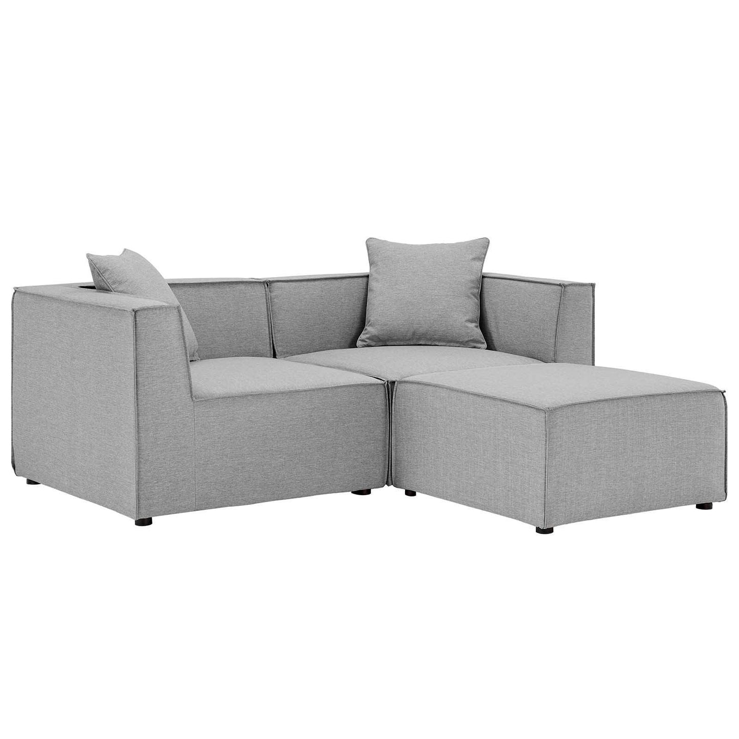 Modway Saybrook Outdoor Patio Upholstered Loveseat and Ottoman Set FredCo
