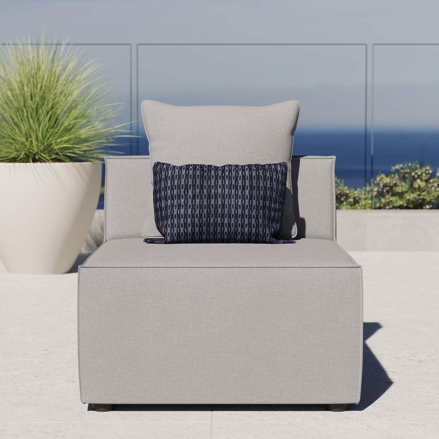 Modway Saybrook Outdoor Patio Upholstered Sectional Sofa Armless Chair FredCo