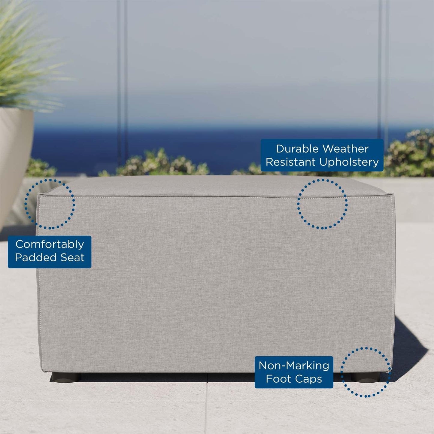 Modway Saybrook Outdoor Patio Upholstered Sectional Sofa Ottoman FredCo