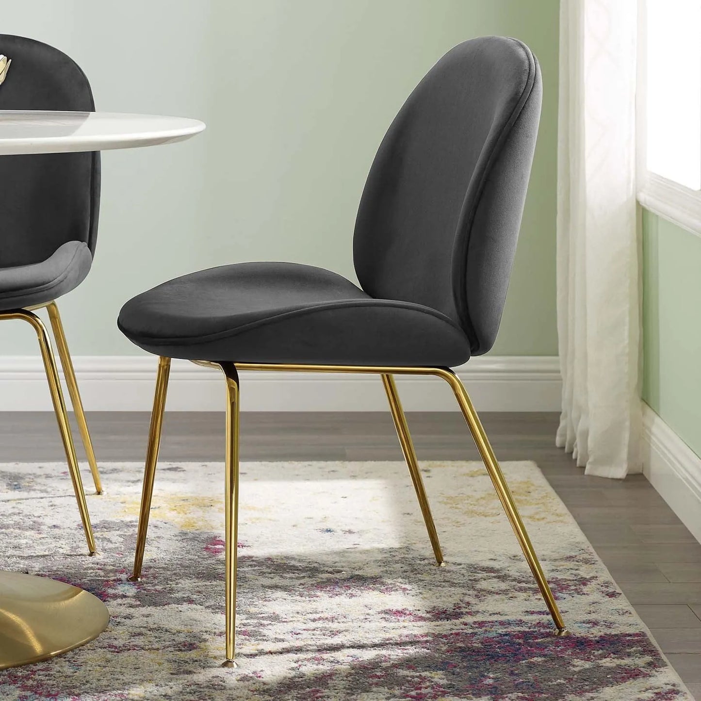 Modway Scoop Gold Stainless Steel Leg Performance Velvet Dining Chair FredCo