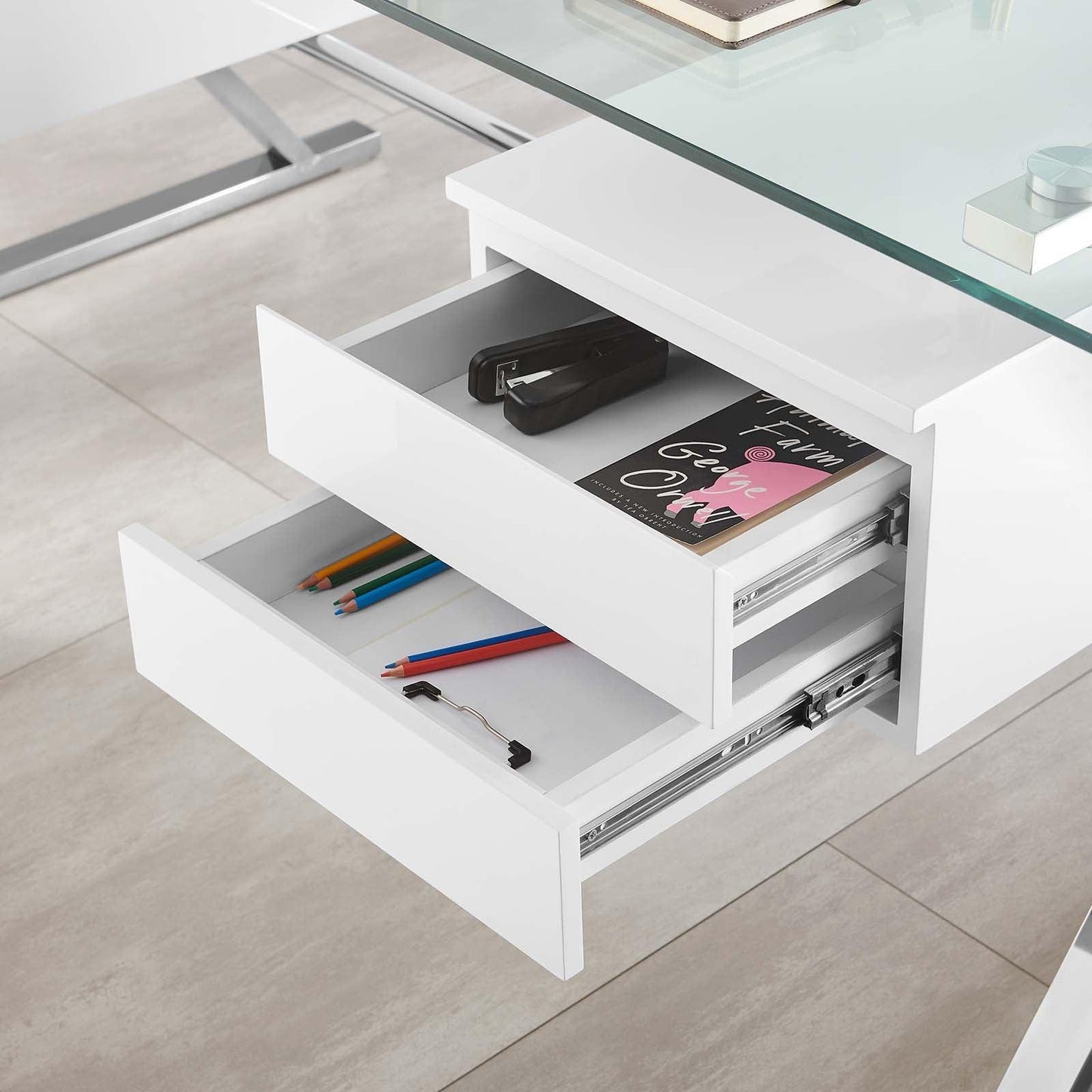 Modway Sector 71" Glass Top Glass Office Desk FredCo