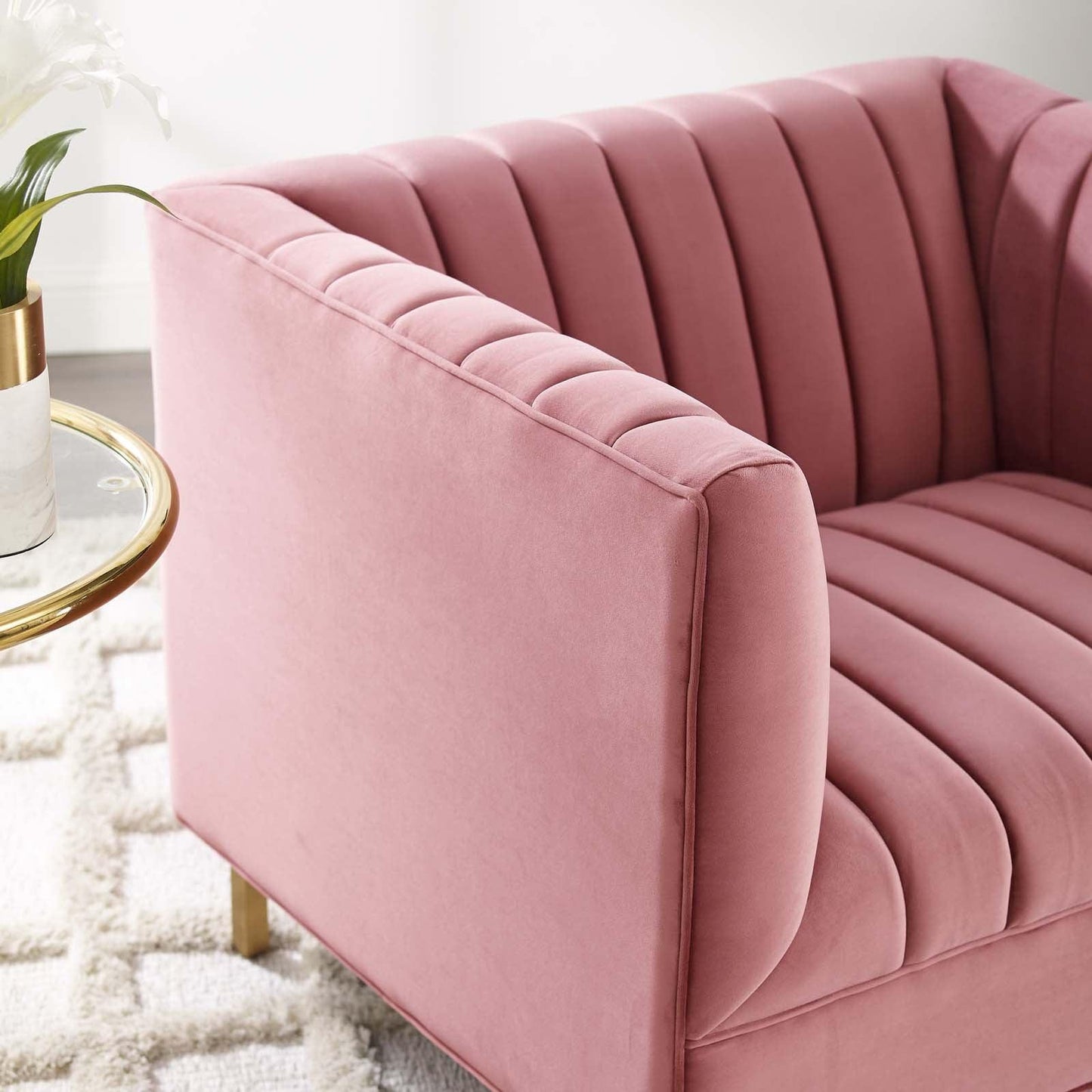 Modway Shift Channel Tufted Performance Velvet Armchair FredCo