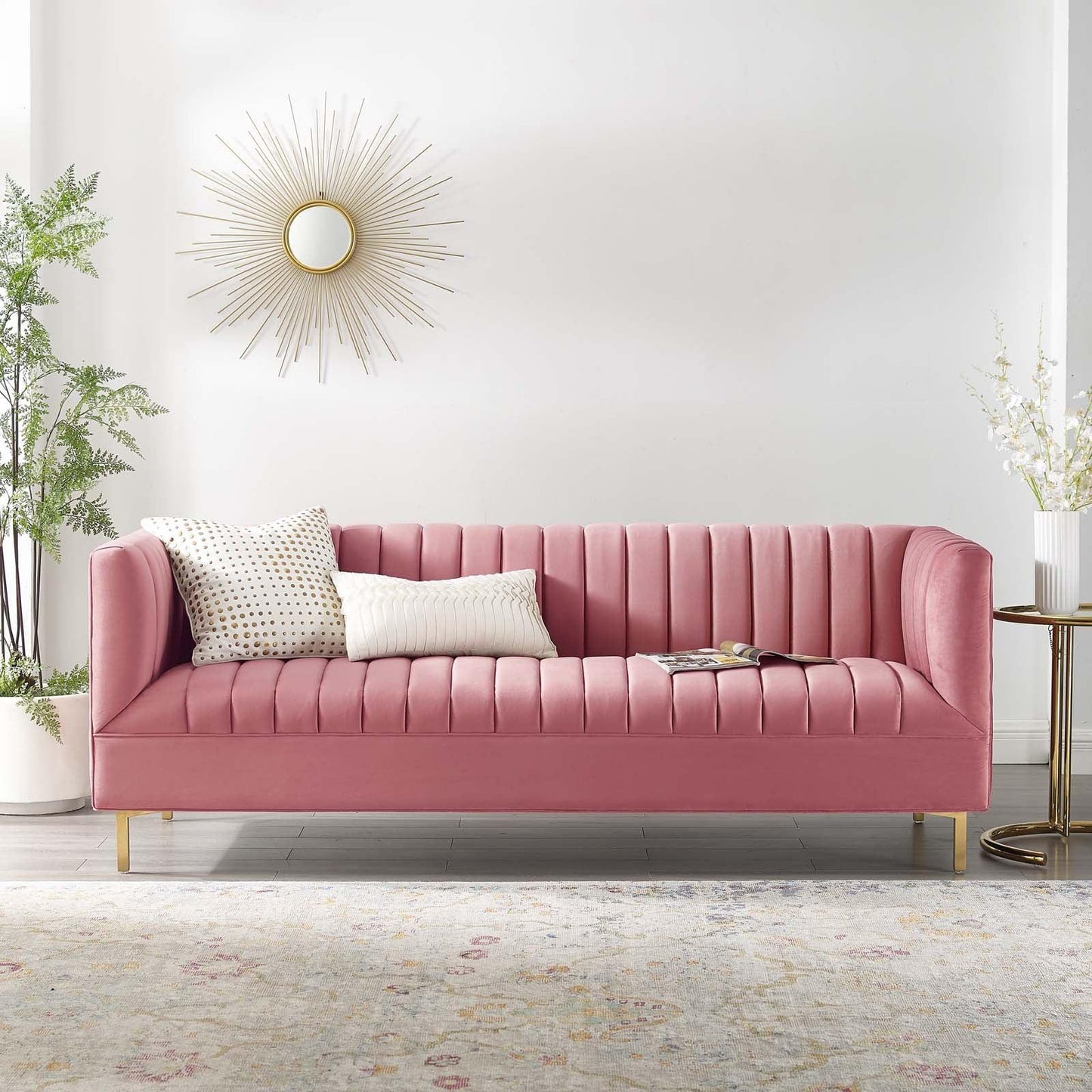 Modway Shift Channel Tufted Performance Velvet Sofa FredCo