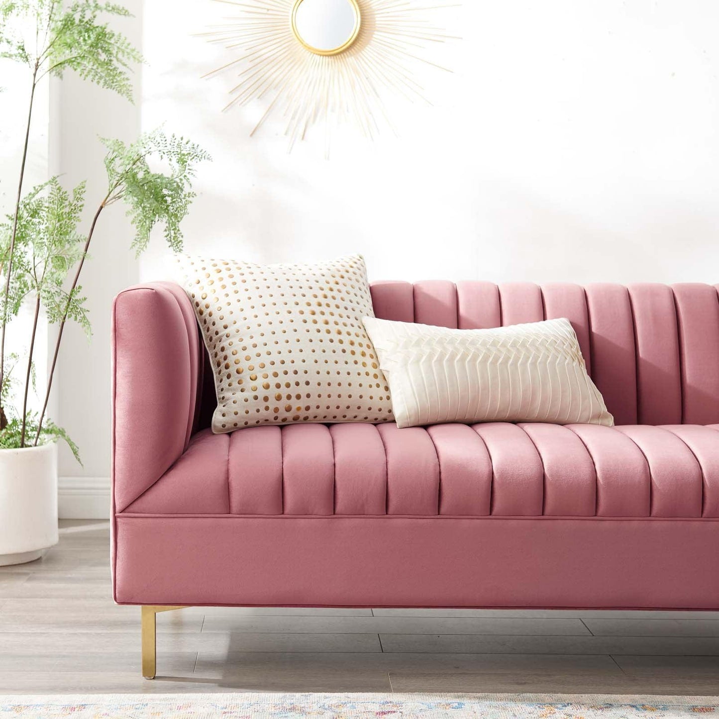 Modway Shift Channel Tufted Performance Velvet Sofa FredCo