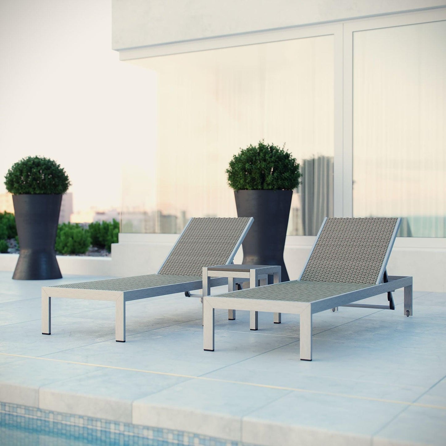 Modway Shore 3 Piece Outdoor Patio Aluminum Set, EEI-2476 FredCo