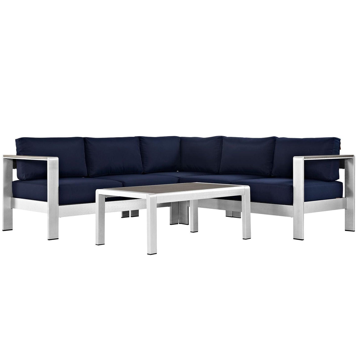 Modway Shore 4 Piece Outdoor Patio Aluminum Sectional Sofa Set FredCo