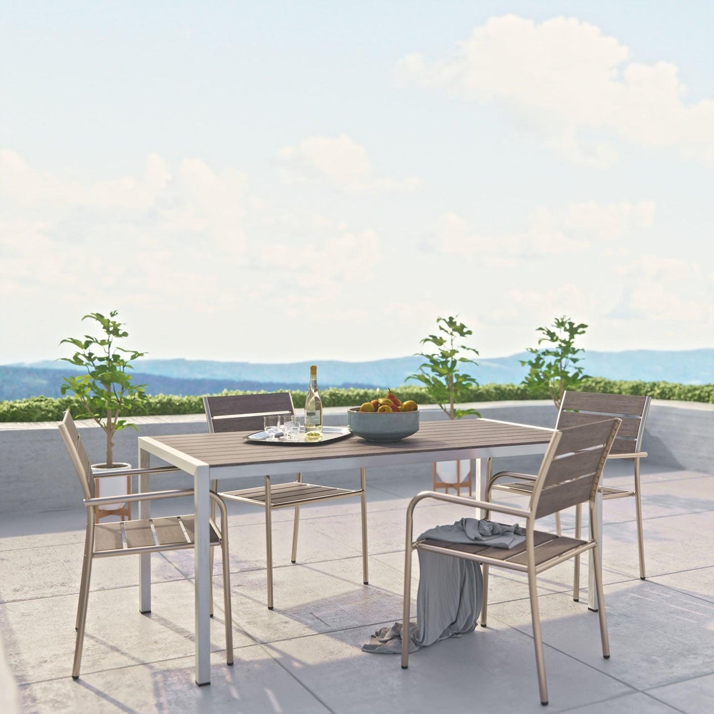 Modway Shore 5 Piece Outdoor Patio Aluminum Dining Set, EEI-2481 FredCo