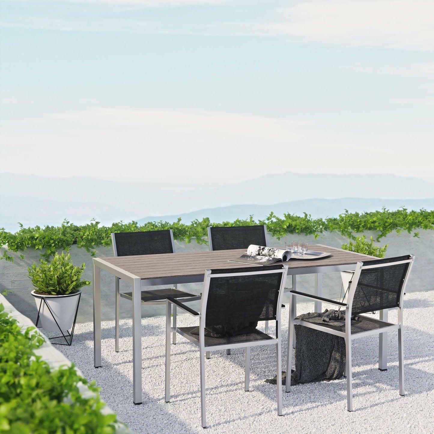 Modway Shore 5 Piece Outdoor Patio Aluminum Dining Set, EEI-2483 FredCo