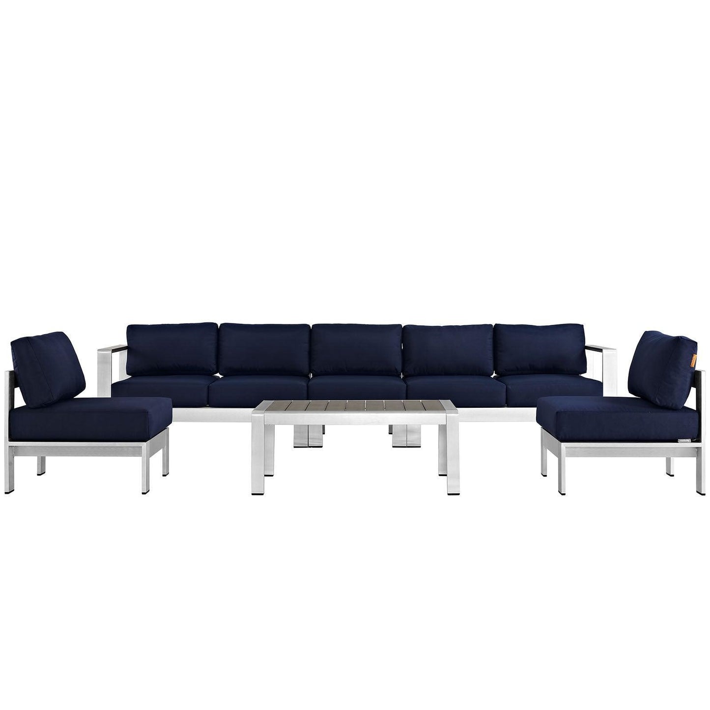 Modway Shore 6 Piece Outdoor Patio Aluminum Sectional Sofa Set, EEI-2565 FredCo