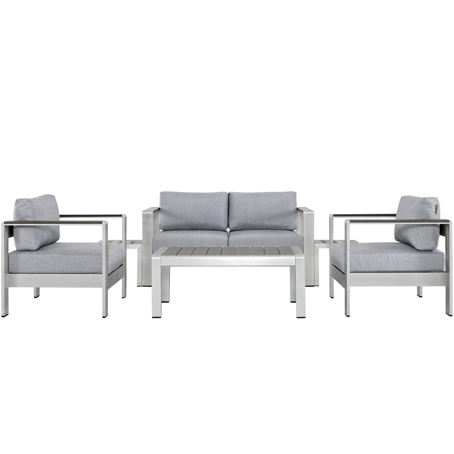 Modway Shore 6 Piece Outdoor Patio Aluminum Sectional Sofa Set, EEI-2568 FredCo