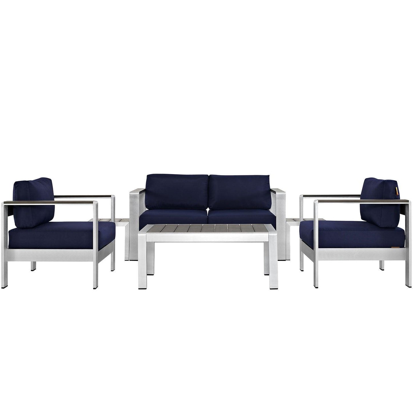 Modway Shore 6 Piece Outdoor Patio Aluminum Sectional Sofa Set, EEI-2568 FredCo