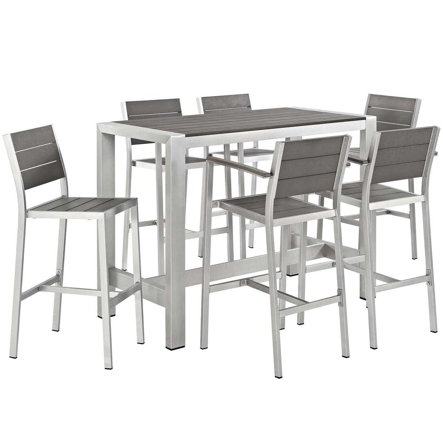 Modway Shore 7 Piece Outdoor Patio Aluminum Dining Set FredCo