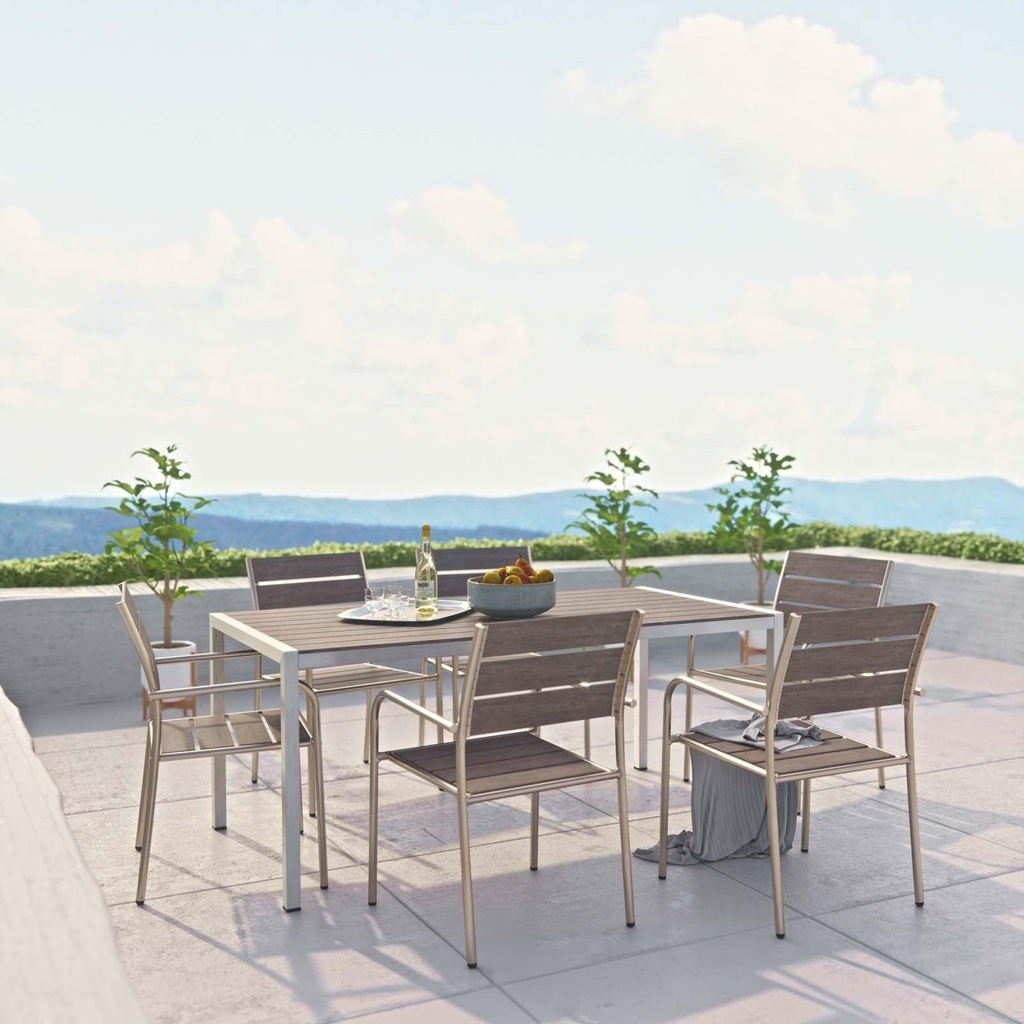 Modway Shore 7 Piece Outdoor Patio Aluminum Dining Set, EEI-2484 FredCo