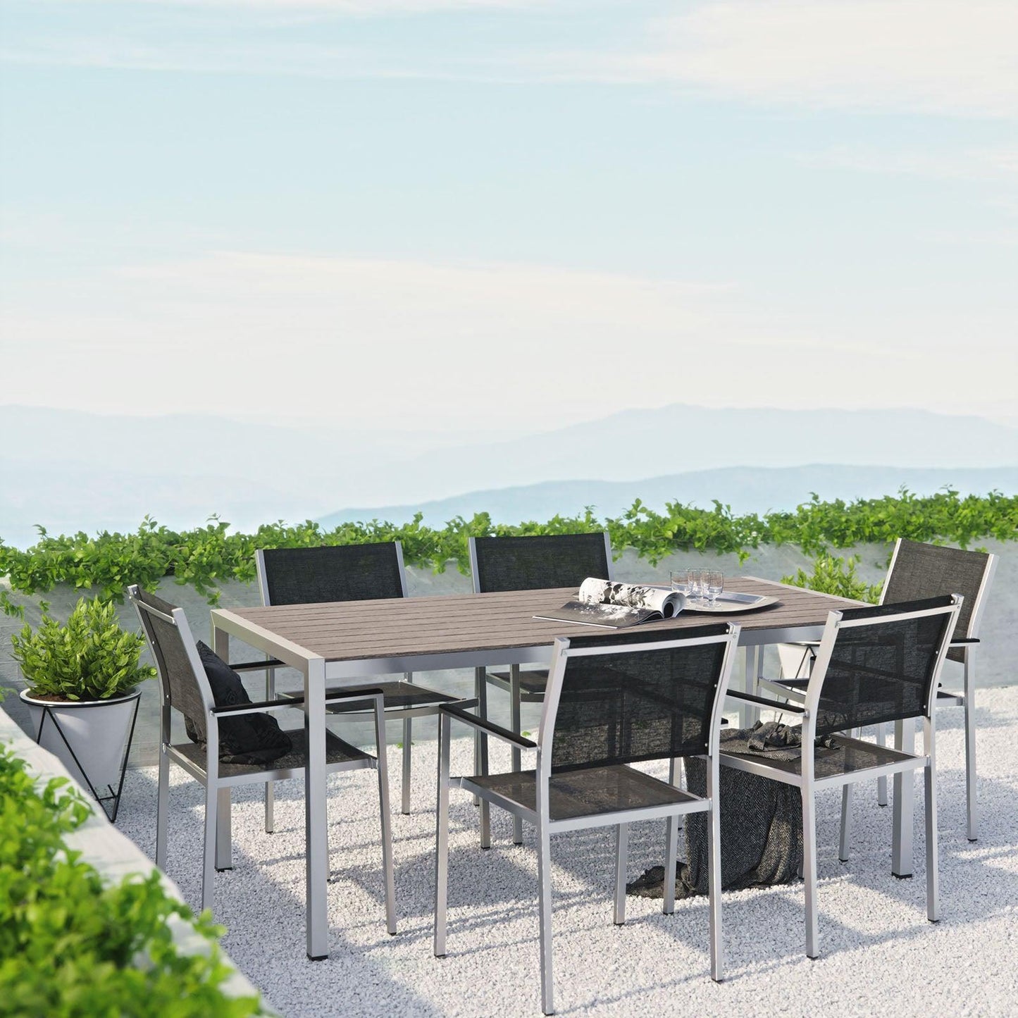Modway Shore 7 Piece Outdoor Patio Aluminum Dining Set, EEI-2486 FredCo
