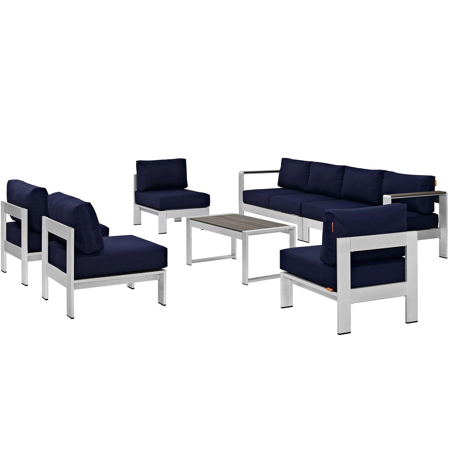 Modway Shore 7 Piece Outdoor Patio Sectional Sofa Set FredCo