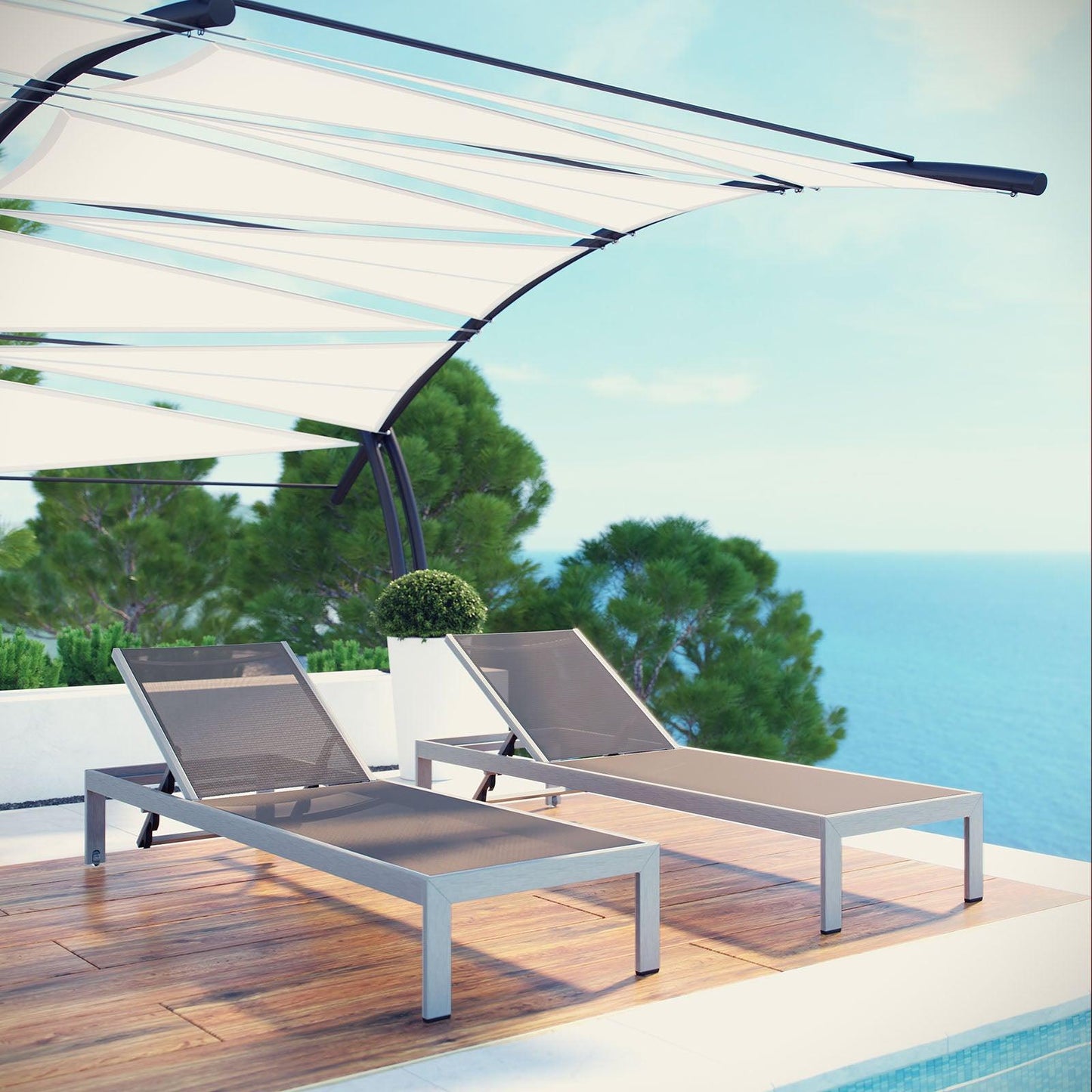 Modway Shore Chaise Outdoor Patio Aluminum Set of 2, EEI-2472 FredCo