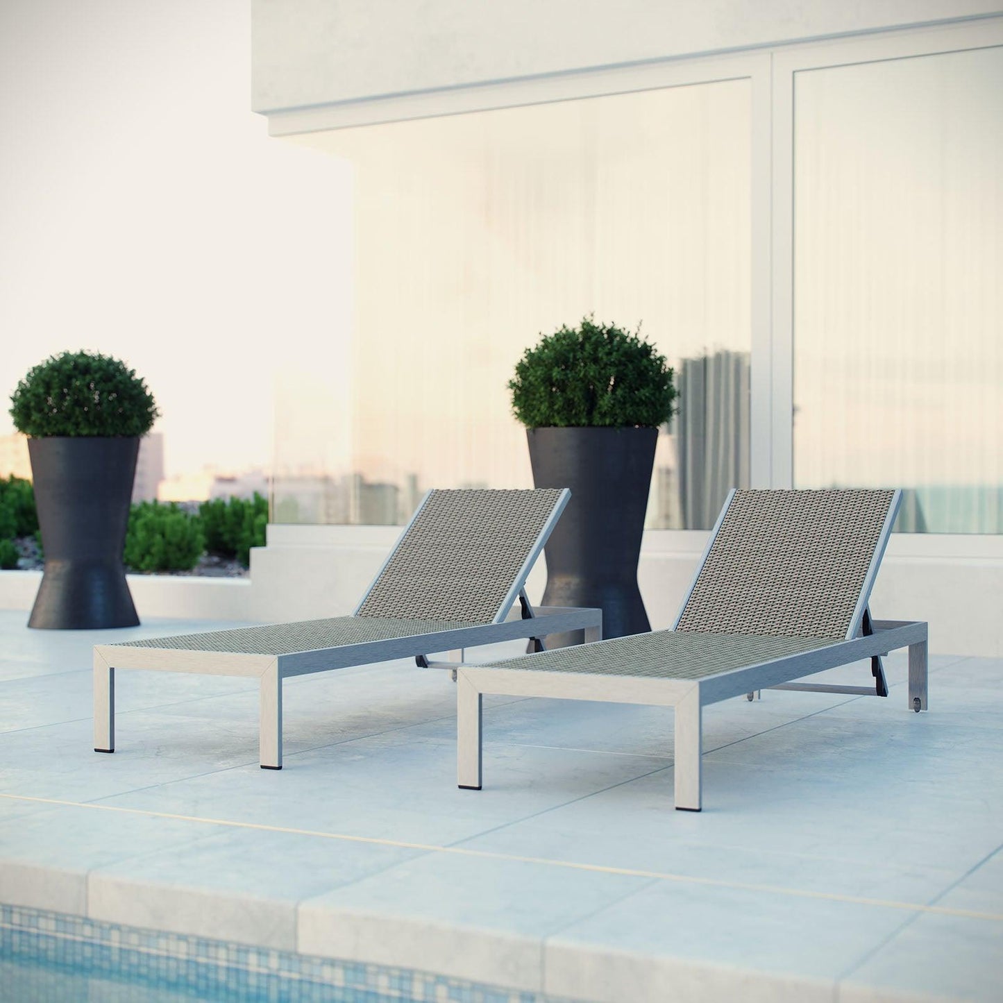 Modway Shore Chaise Outdoor Patio Aluminum Set of 2, EEI-2477 FredCo