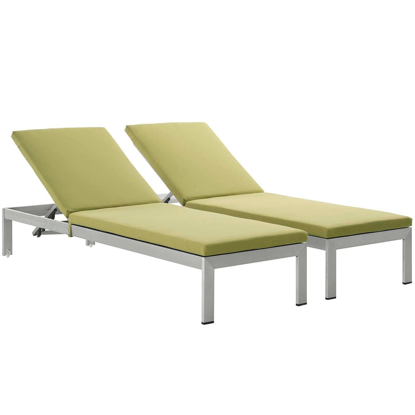 Modway Shore Chaise with Cushions Outdoor Patio Aluminum Set of 2 FredCo