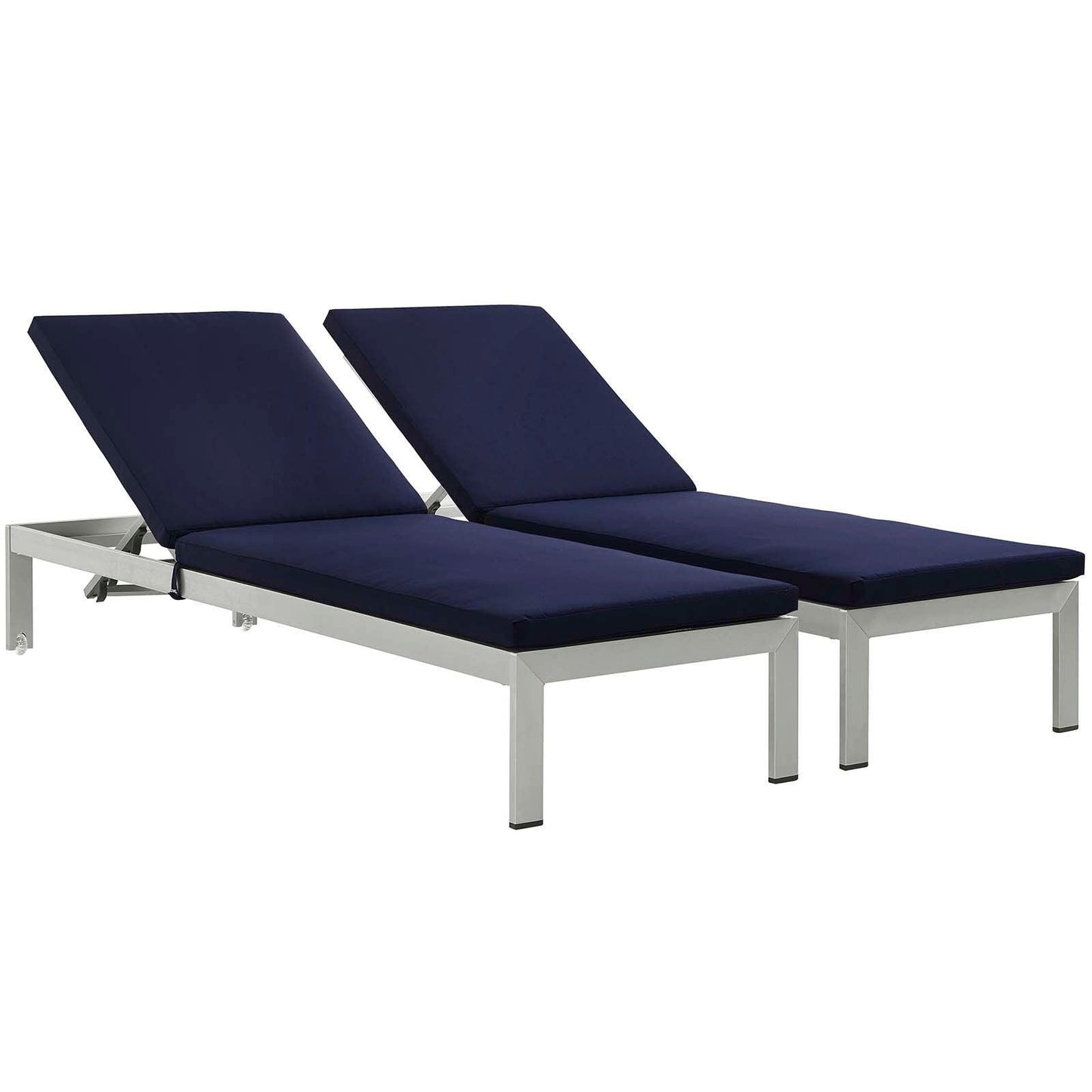 Modway Shore Chaise with Cushions Outdoor Patio Aluminum Set of 2 FredCo