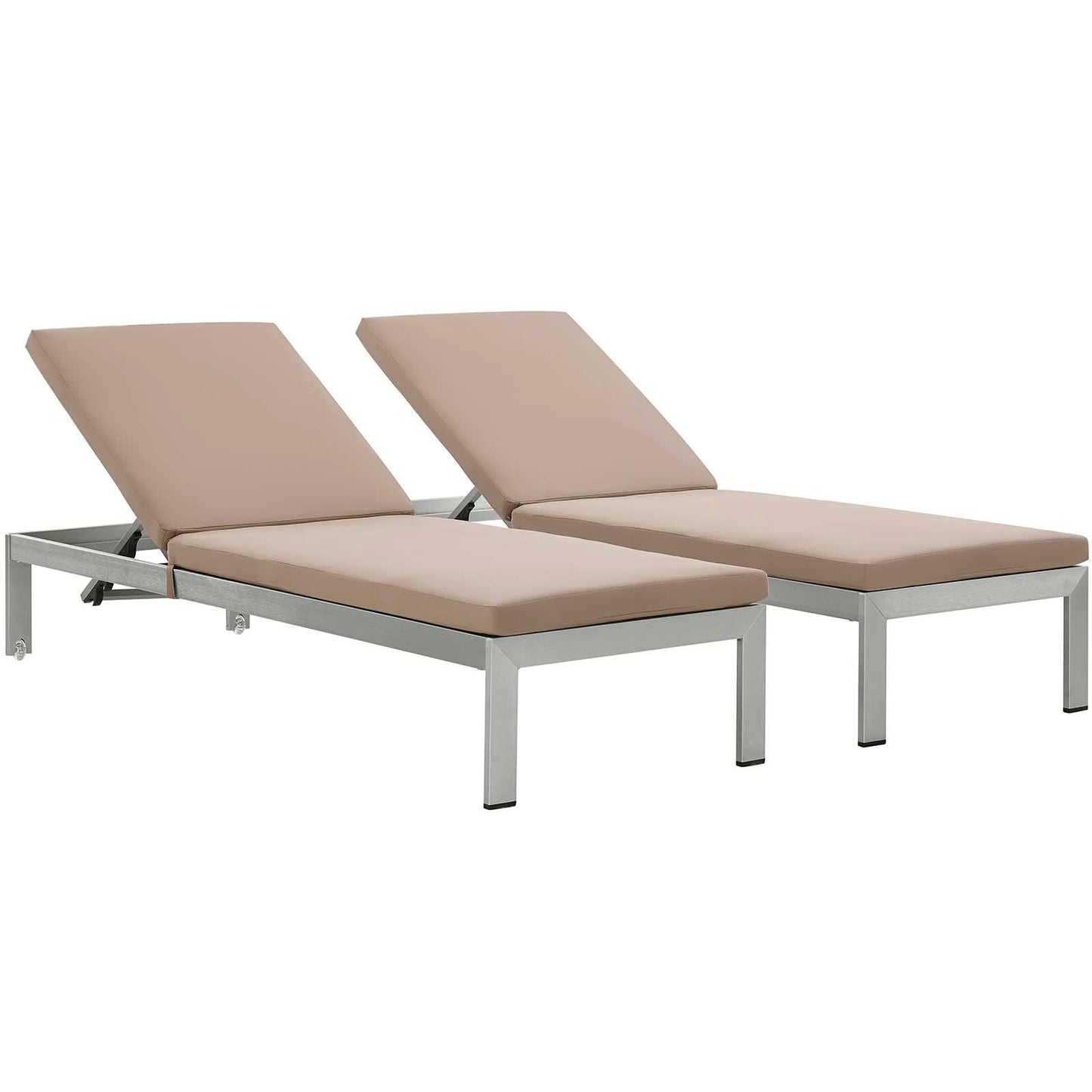 Modway Shore Chaise with Cushions Outdoor Patio Aluminum Set of 2 FredCo