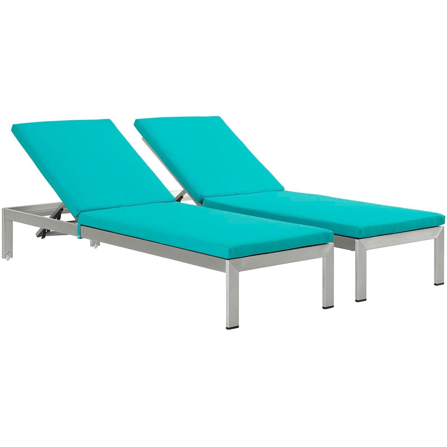 Modway Shore Chaise with Cushions Outdoor Patio Aluminum Set of 2 FredCo