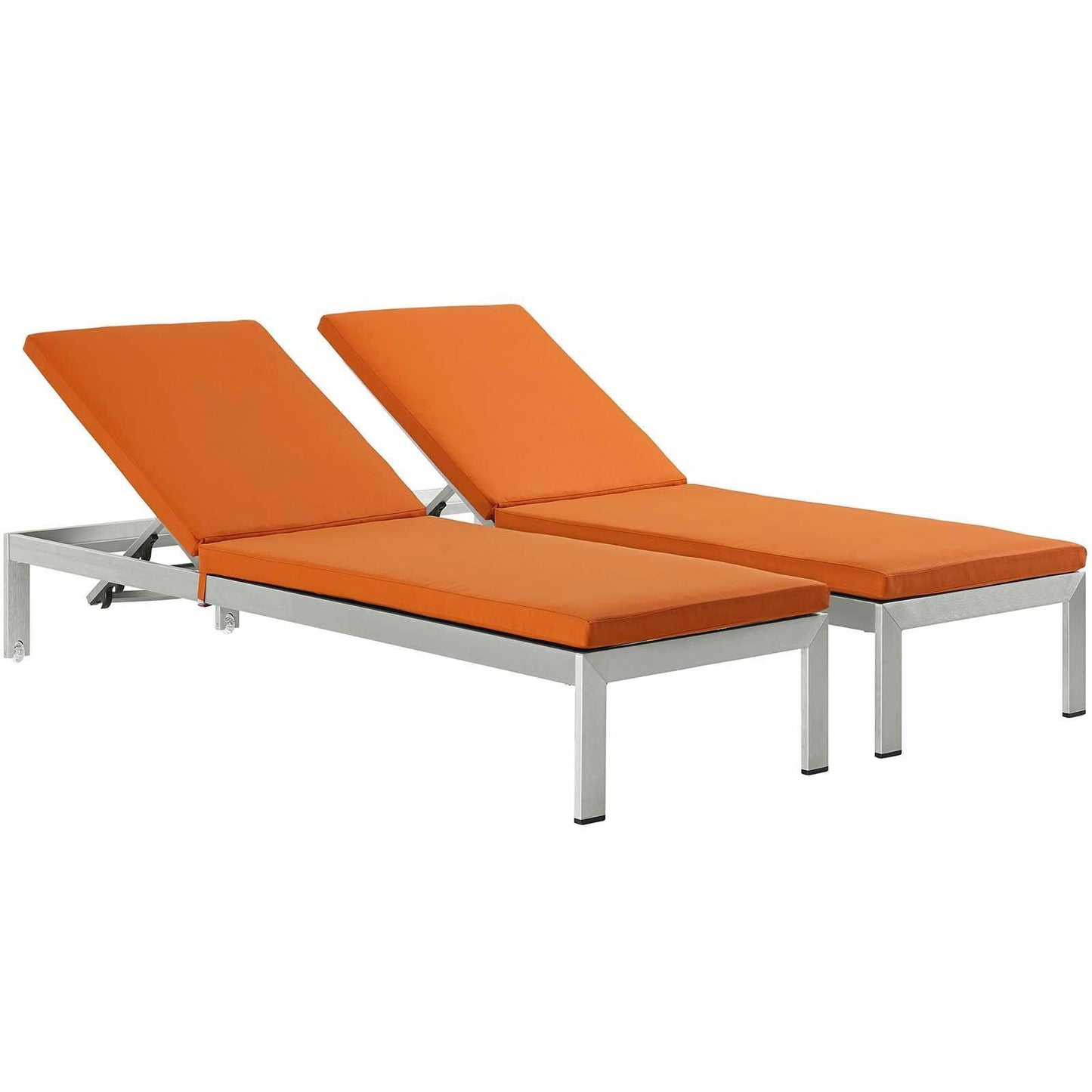 Modway Shore Chaise with Cushions Outdoor Patio Aluminum Set of 2 FredCo