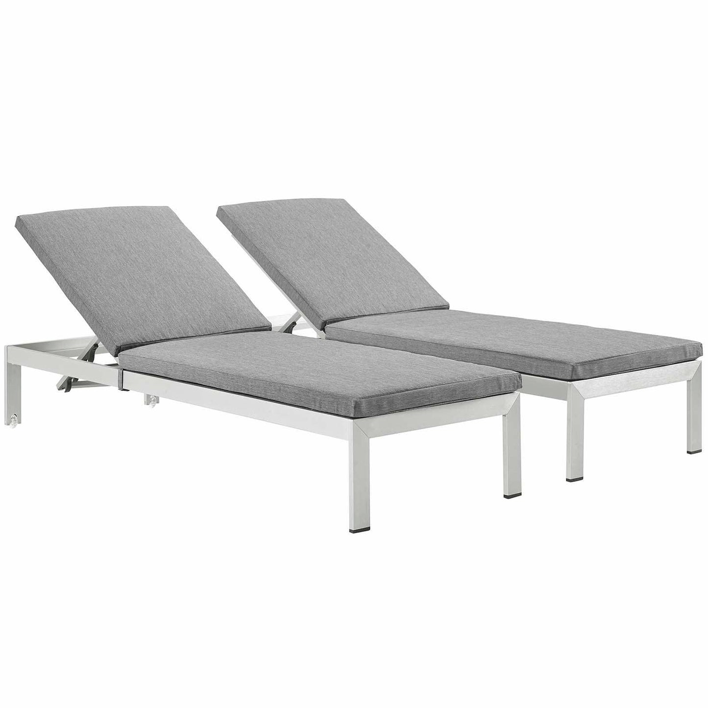 Modway Shore Chaise with Cushions Outdoor Patio Aluminum Set of 2 FredCo