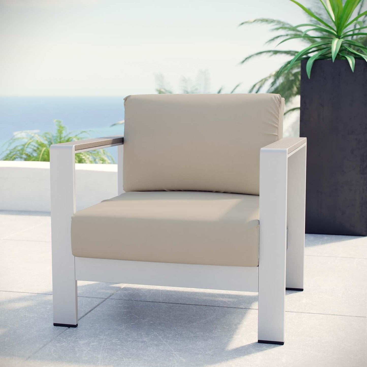 Modway Shore Outdoor Patio Aluminum Armchair FredCo