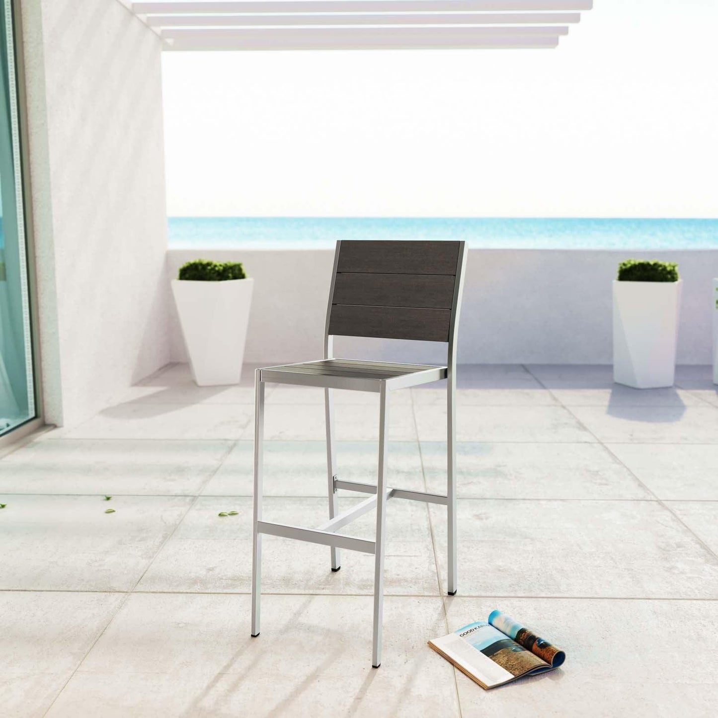 Modway Shore Outdoor Patio Aluminum Armless Bar Stool FredCo