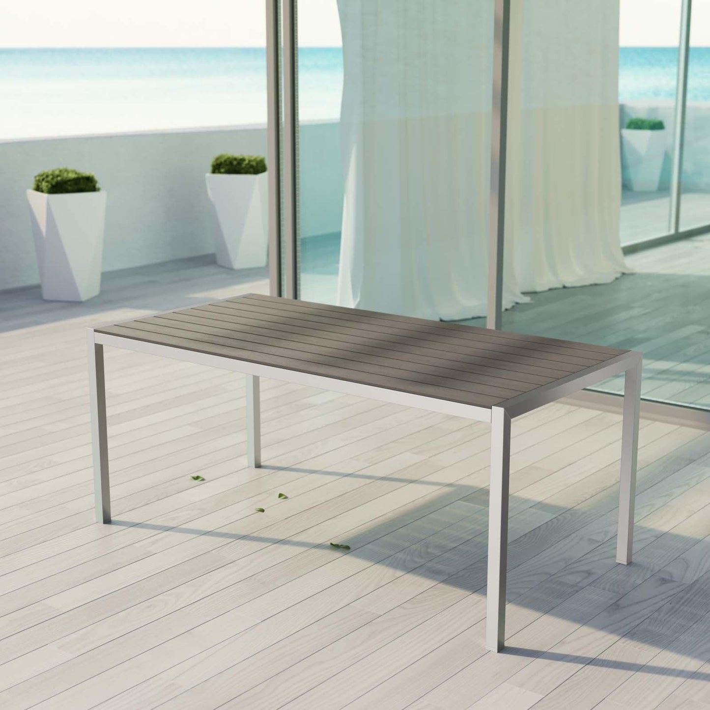 Modway Shore Outdoor Patio Aluminum Dining Table FredCo