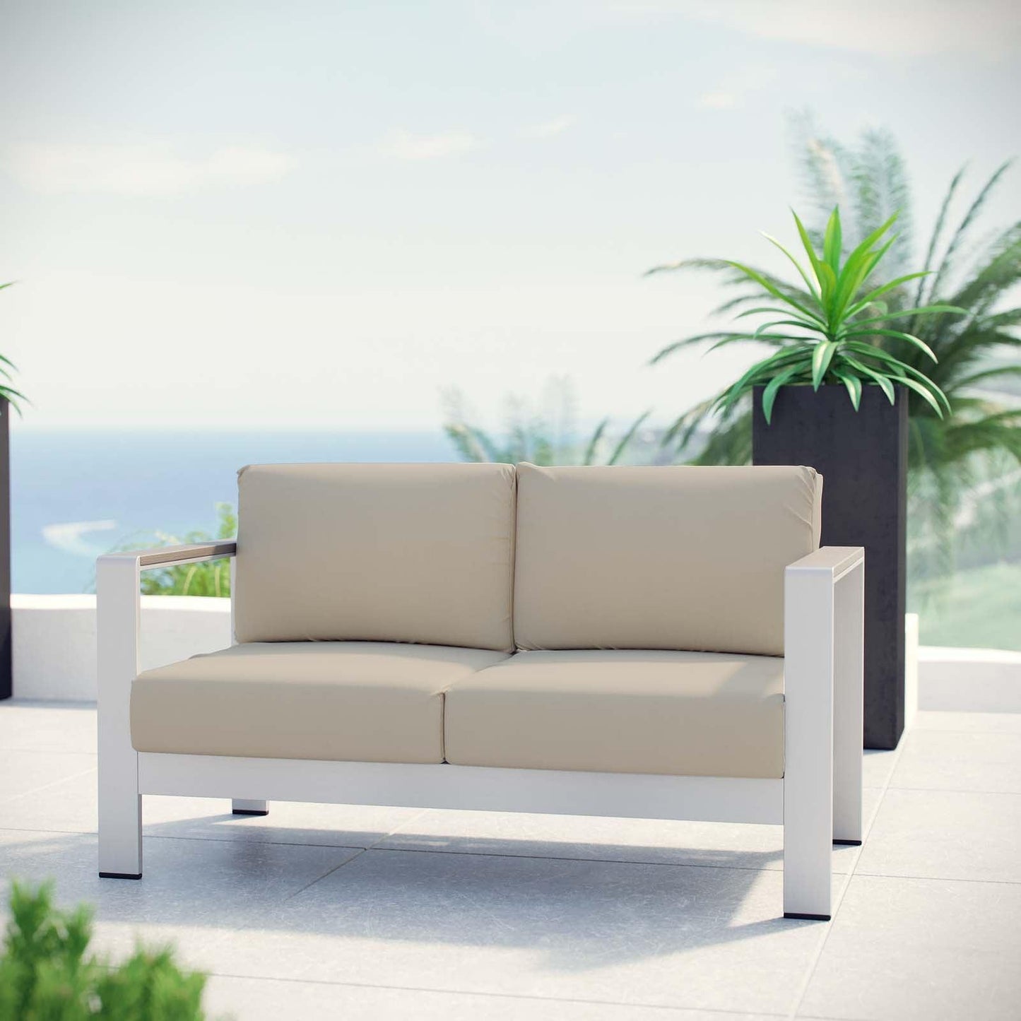 Modway Shore Outdoor Patio Aluminum Loveseat FredCo