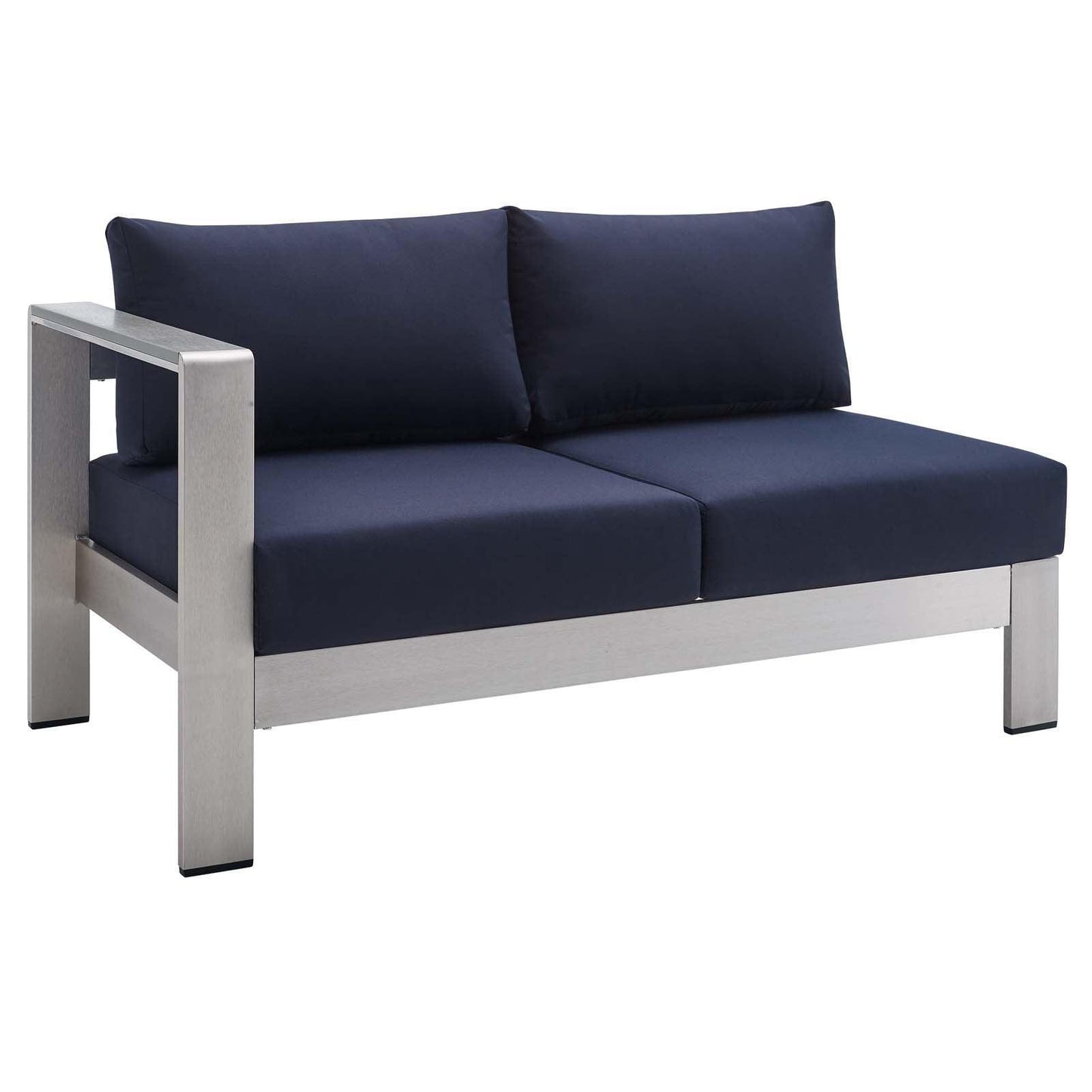 Modway Shore Sunbrella® Fabric Aluminum Outdoor Patio Left-Arm Loveseat FredCo