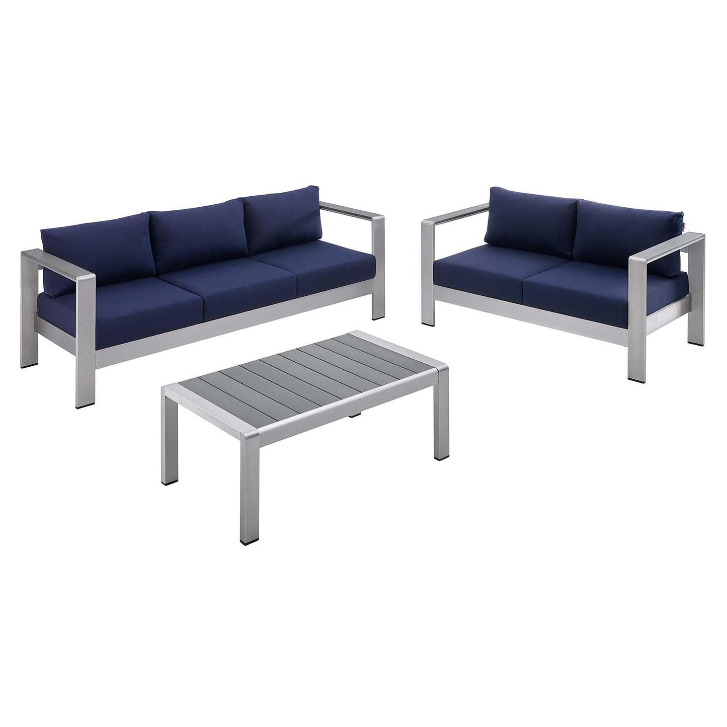 Modway Shore Sunbrella® Fabric Outdoor Patio Aluminum 3 Piece Set, EEI-4313 FredCo