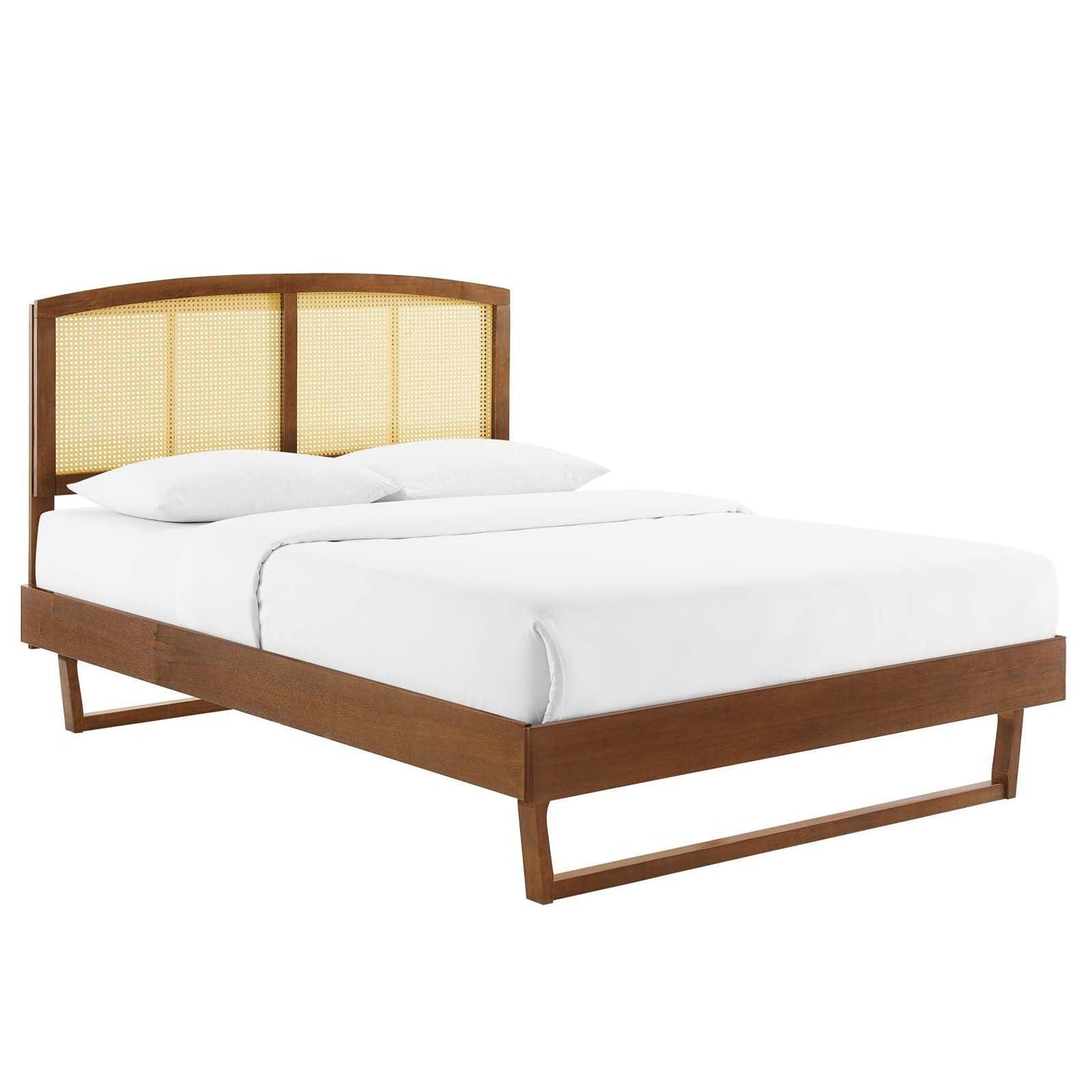 Modway Sierra Cane and Wood King Platform Bed With Angular Legs FredCo