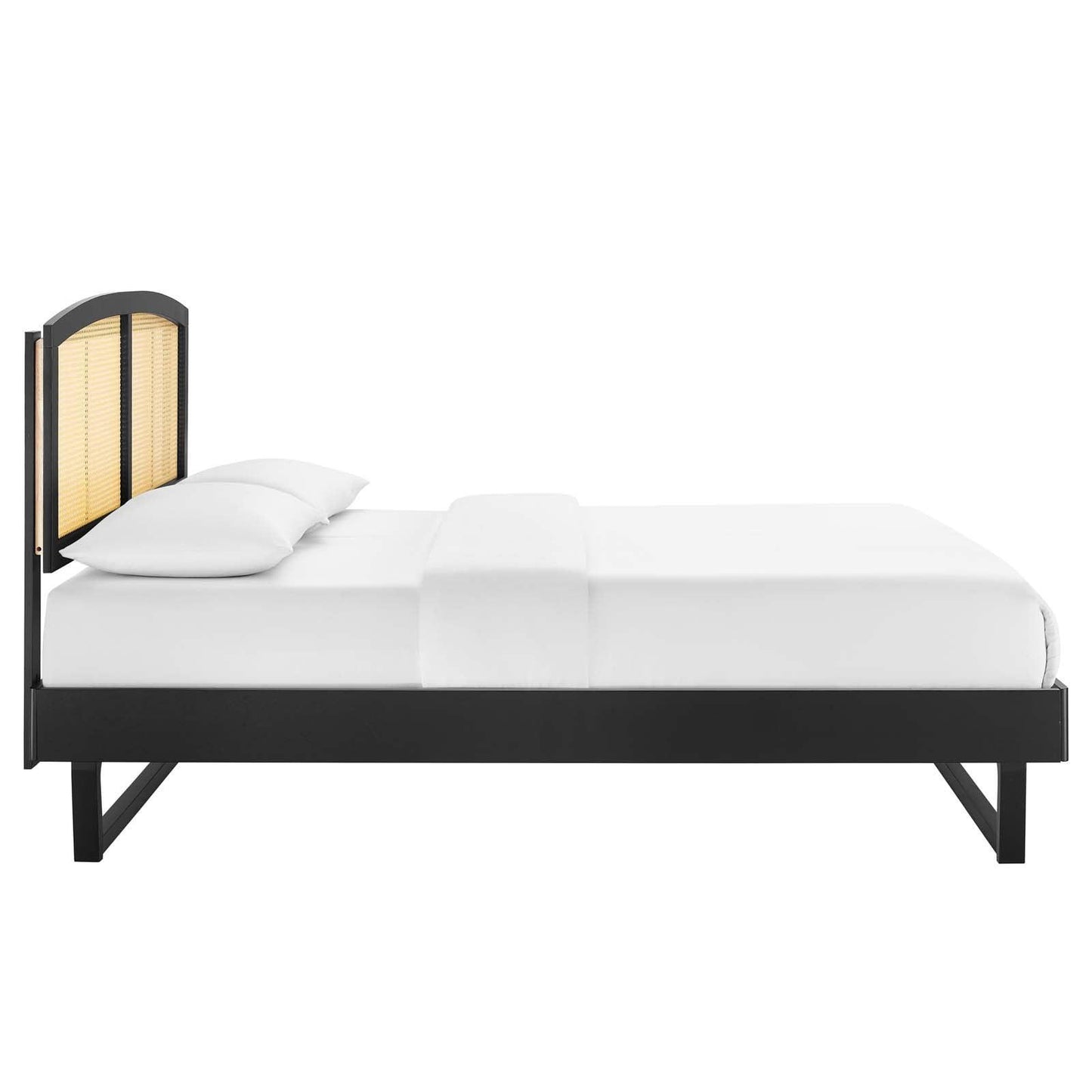 Modway Sierra Cane and Wood Queen Platform Bed With Angular Legs FredCo