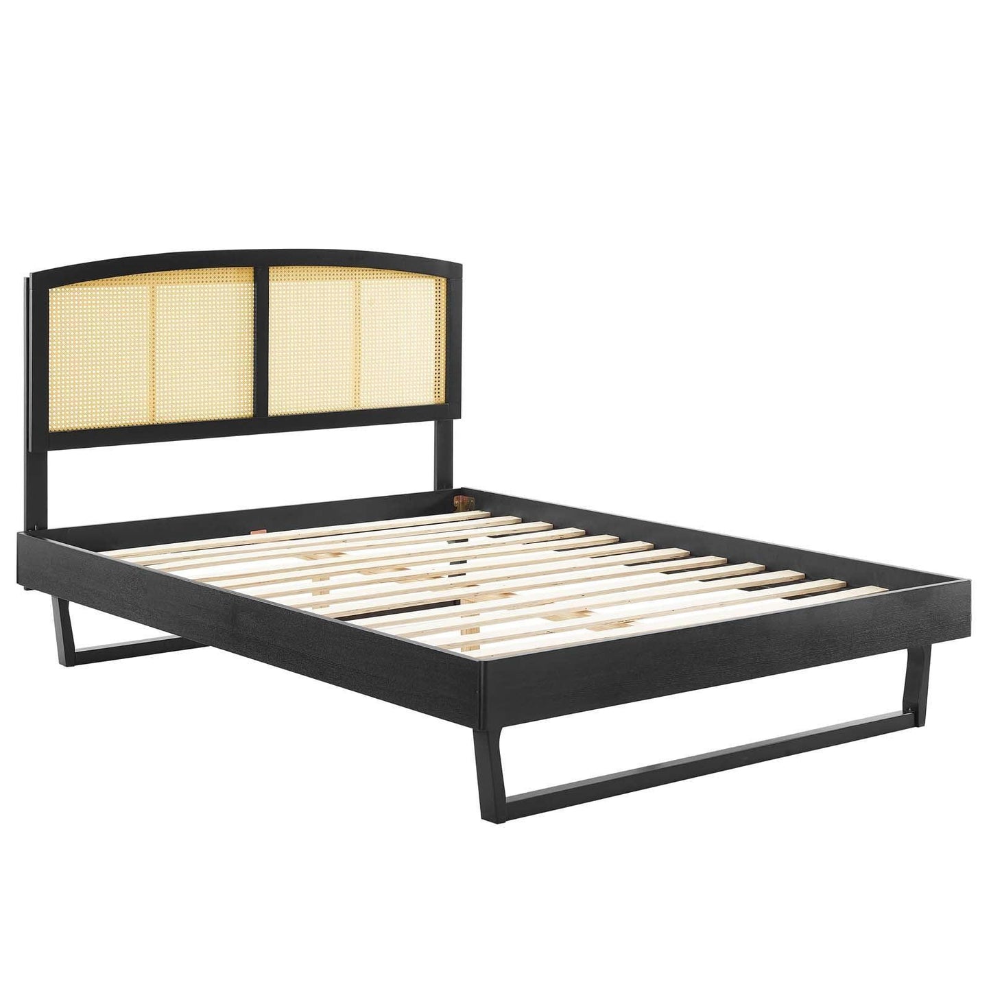 Modway Sierra Cane and Wood Queen Platform Bed With Angular Legs FredCo
