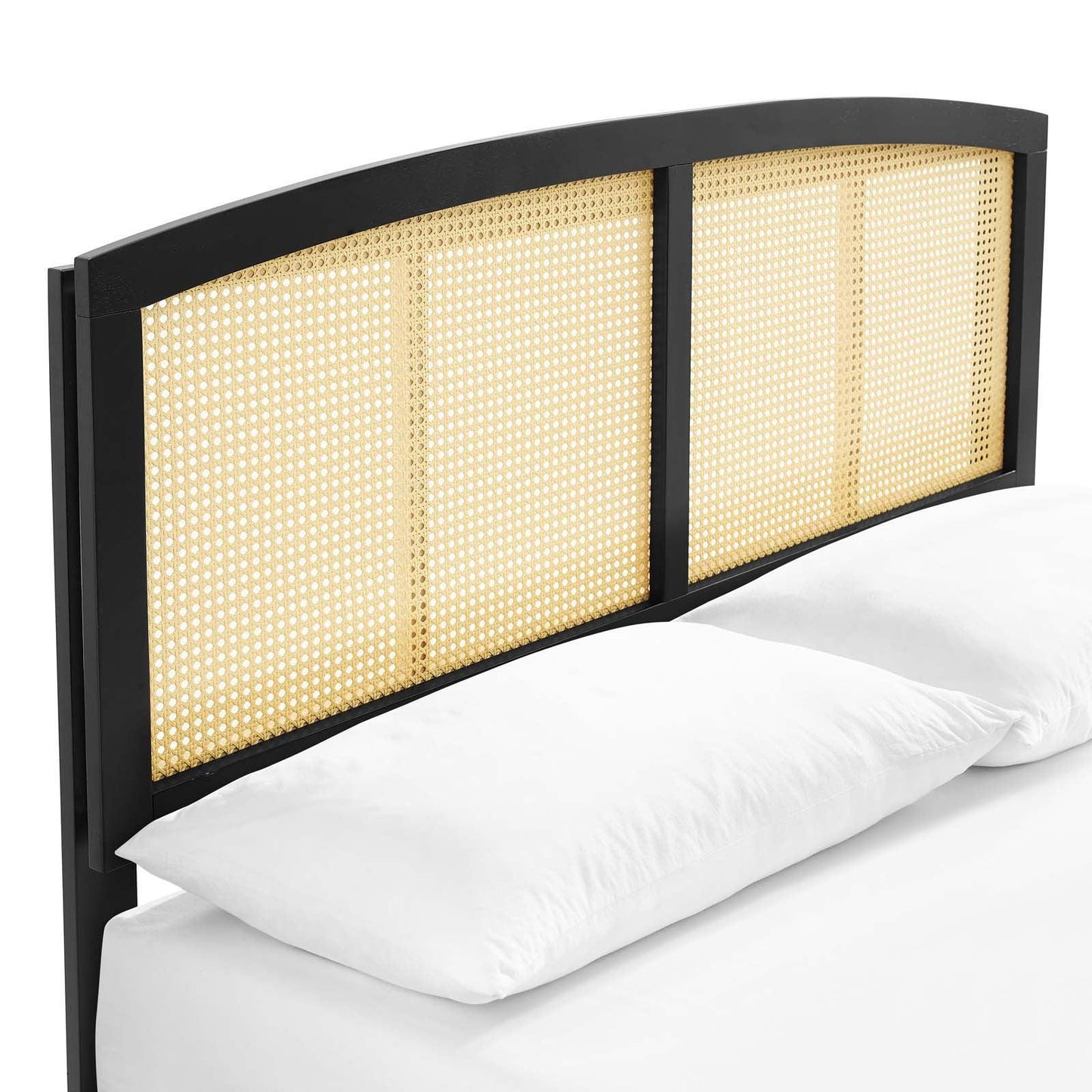Modway Sierra Cane and Wood Queen Platform Bed With Angular Legs FredCo