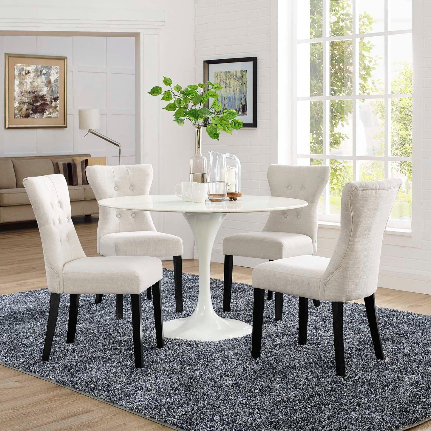 Modway Silhouette Dining Side Chairs Upholstered Fabric Set of 4 FredCo