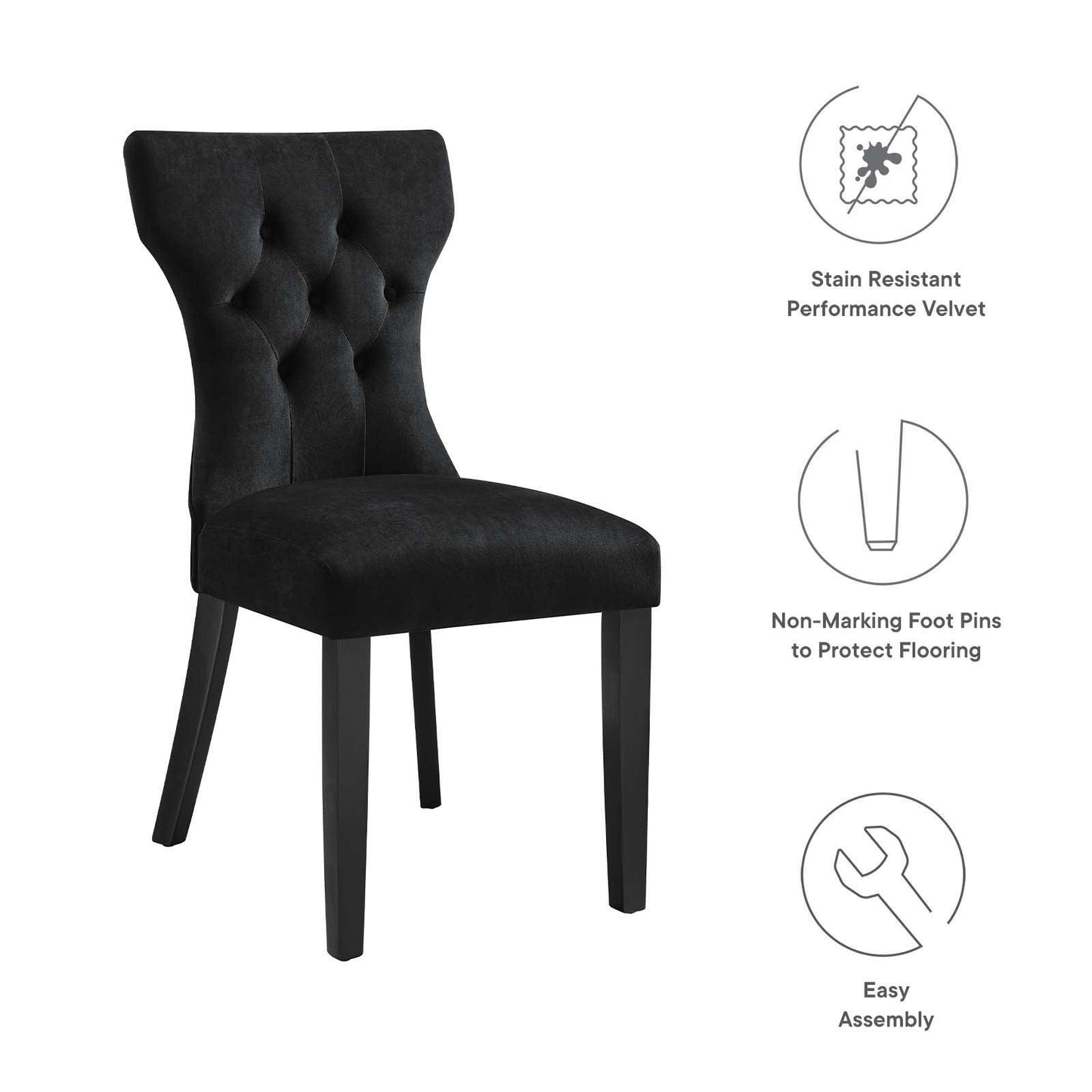 Modway Silhouette Performance Velvet Dining Chairs - Set of 2 FredCo