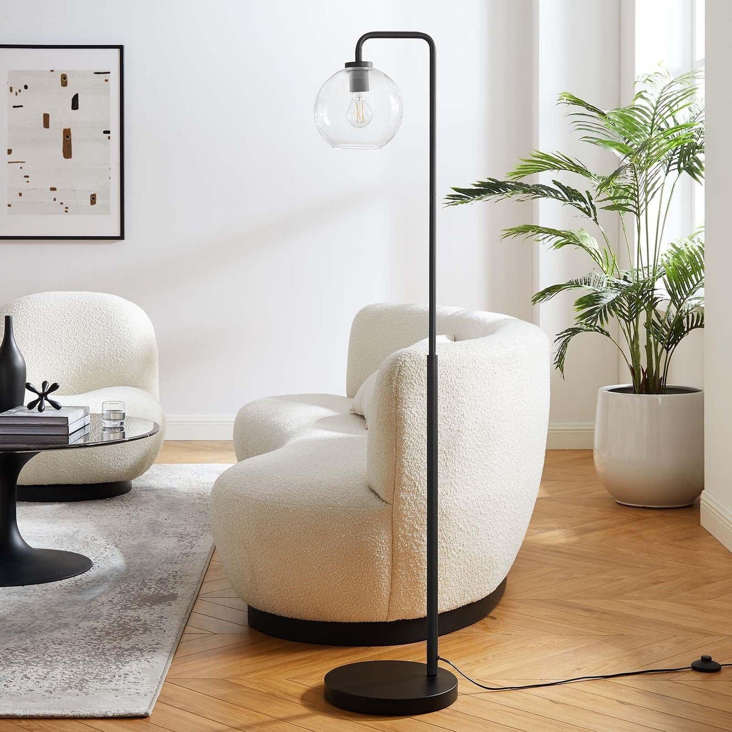 Modway Silo Glass Globe Glass and Metal Floor Lamp FredCo