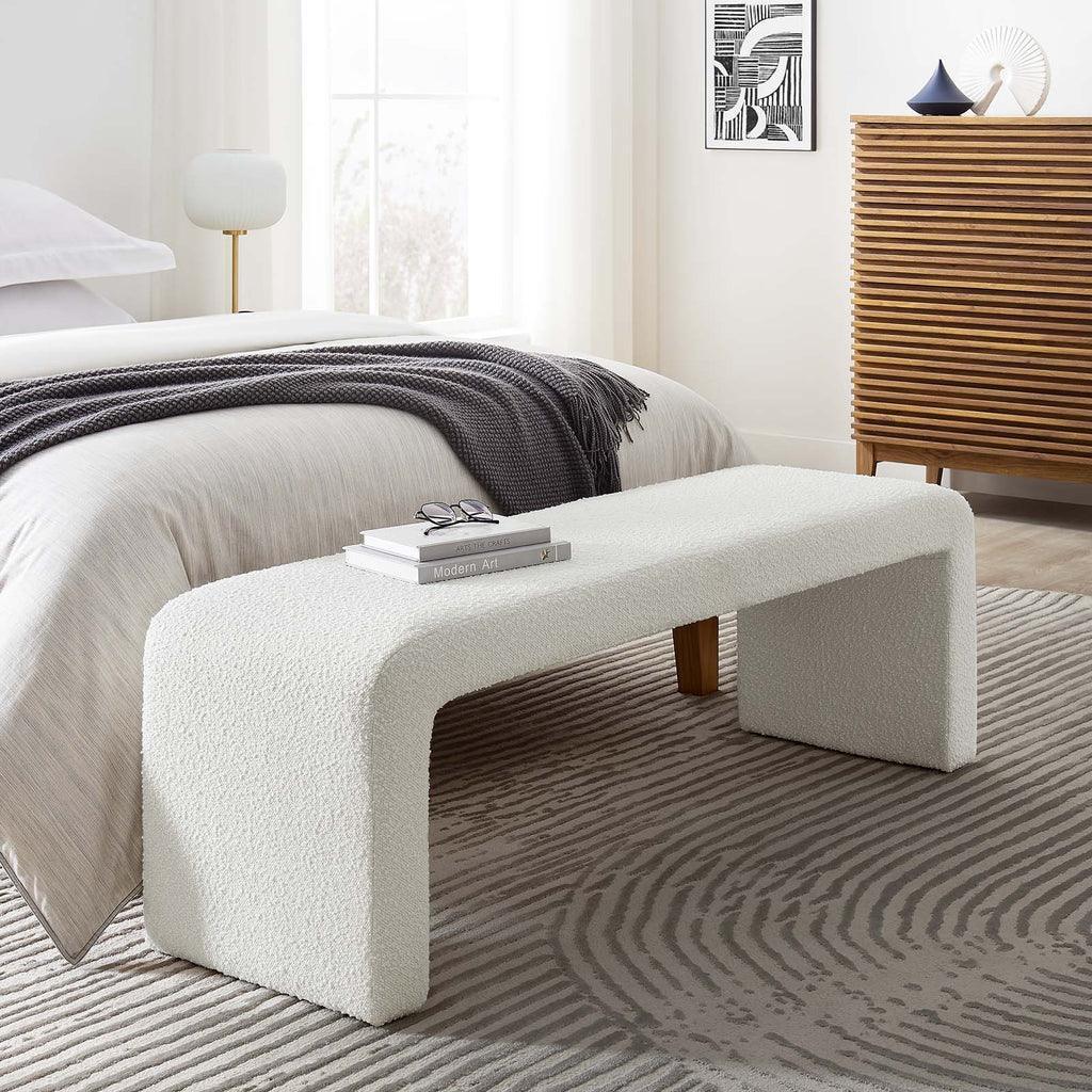 Modway Simba Boucle Fabric Waterfall Long Bench FredCo