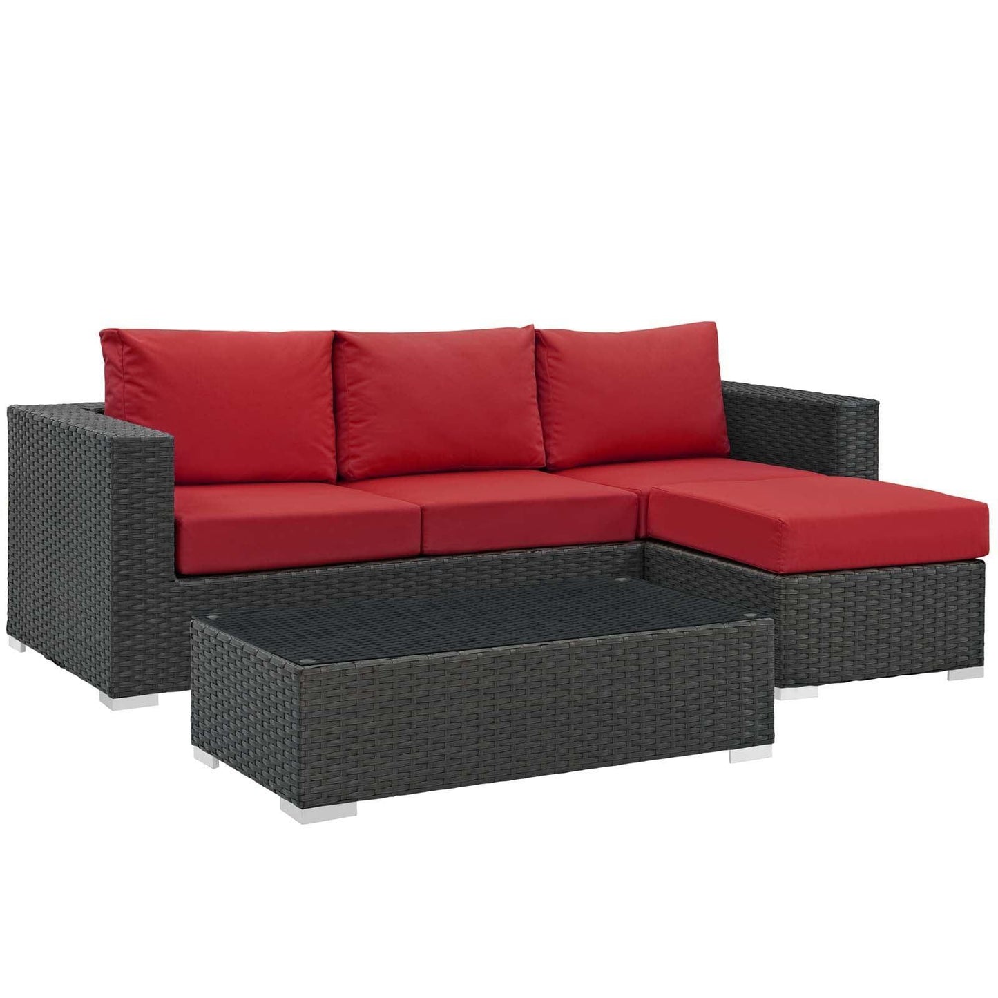 Modway Sojourn 3 Piece Outdoor Patio Sunbrella® Sectional Set FredCo