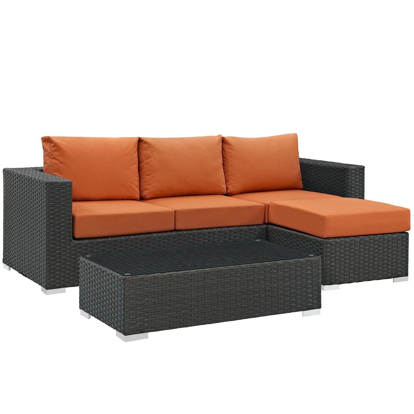 Modway Sojourn 3 Piece Outdoor Patio Sunbrella® Sectional Set FredCo
