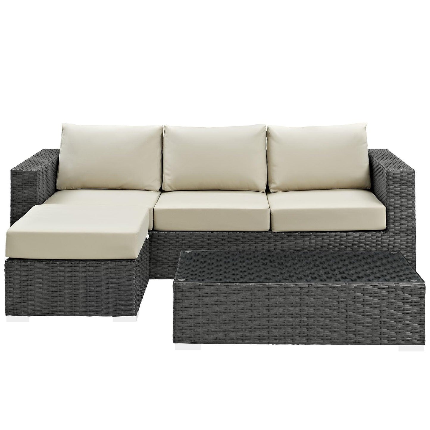 Modway Sojourn 3 Piece Outdoor Patio Sunbrella® Sectional Set FredCo