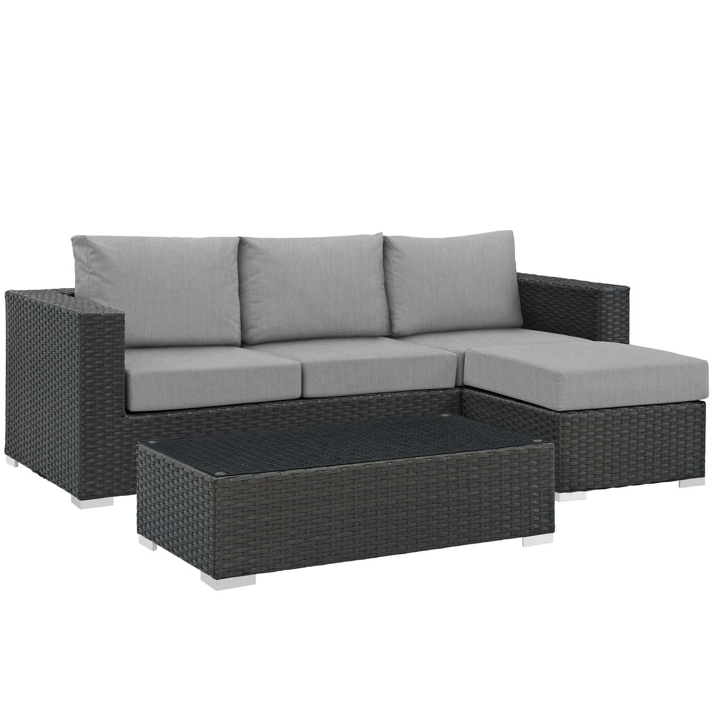 Modway Sojourn 3 Piece Outdoor Patio Sunbrella® Sectional Set FredCo