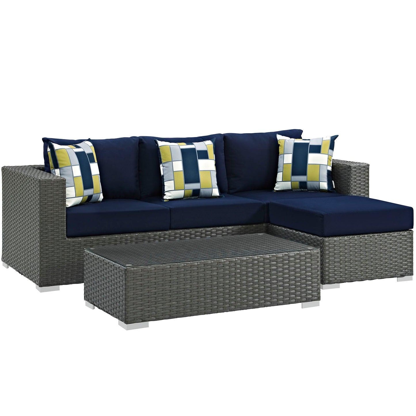Modway Sojourn 3 Piece Outdoor Patio Sunbrella® Sectional Set, EEI-2384 FredCo