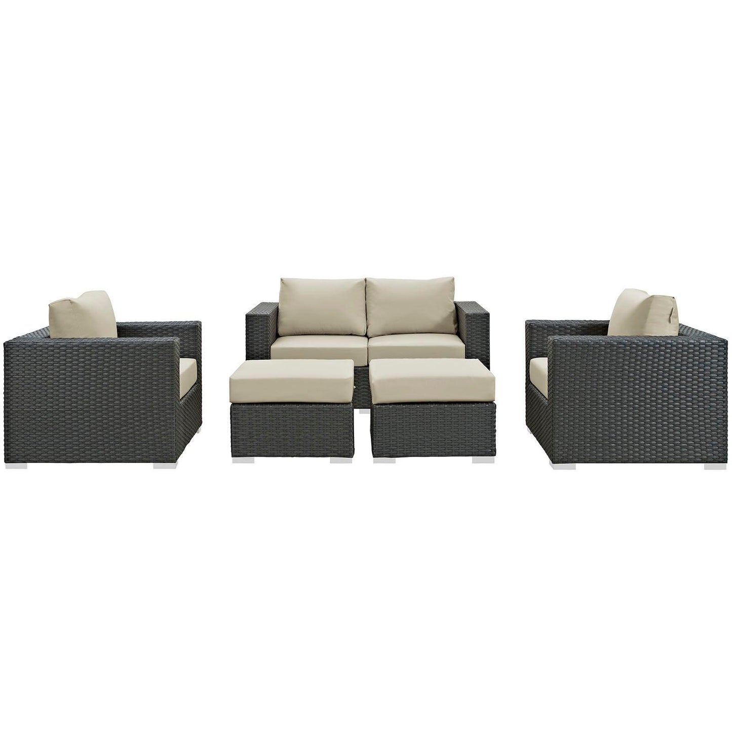Modway Sojourn 5 Piece Outdoor Patio Sunbrella® Sectional Set FredCo